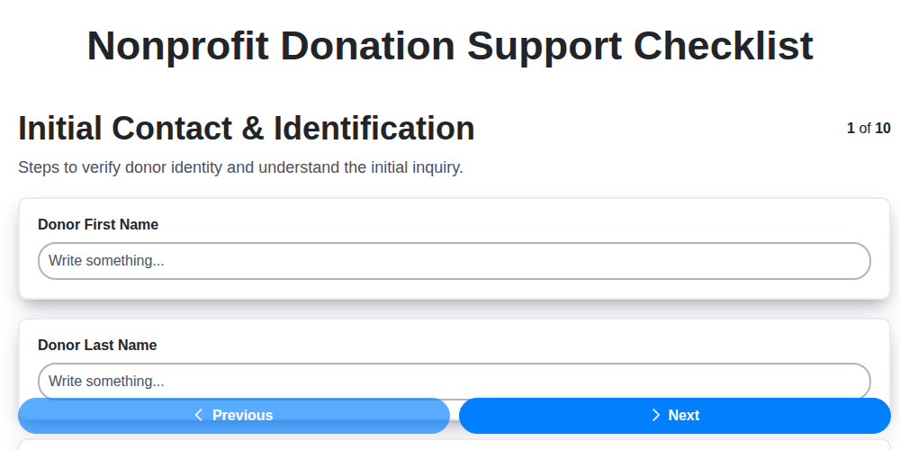 nonprofit donation support checklist screenshot