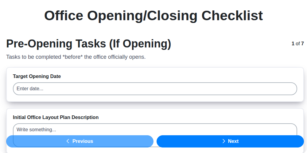 office opening closing checklist screenshot