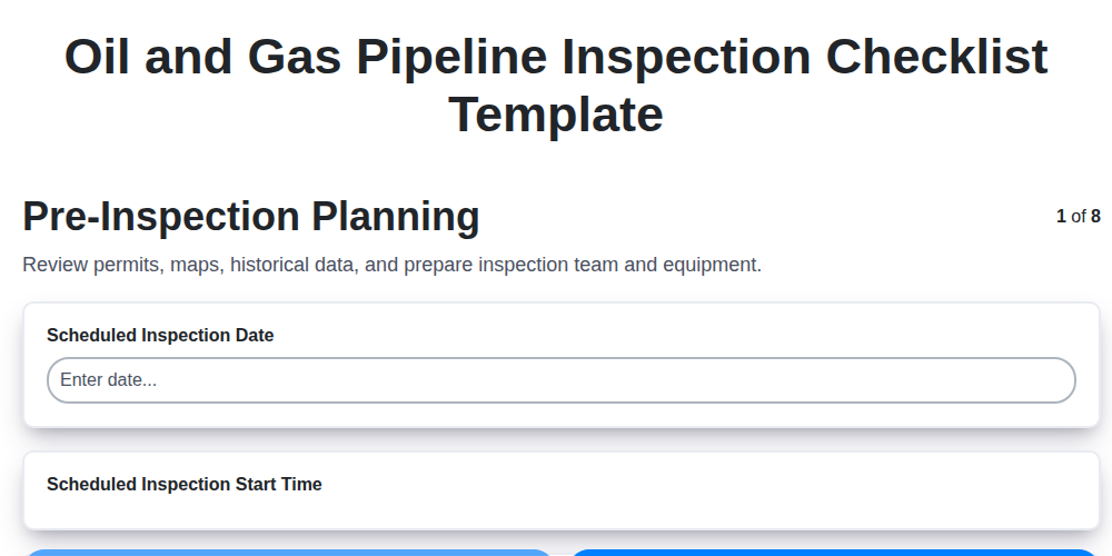 oil and gas pipeline inspection checklist template screenshot