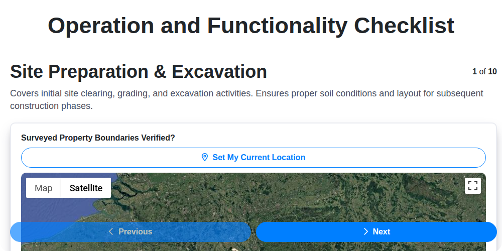 operation and functionality checklist screenshot