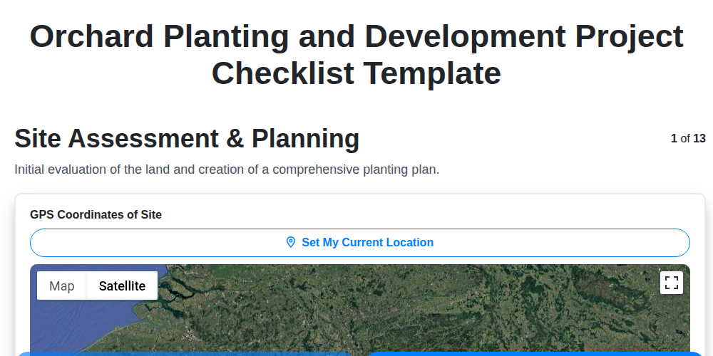 orchard planting and development project checklist template screenshot
