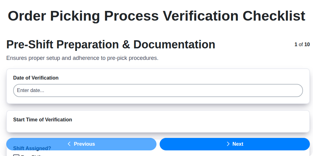 order picking process verification screenshot