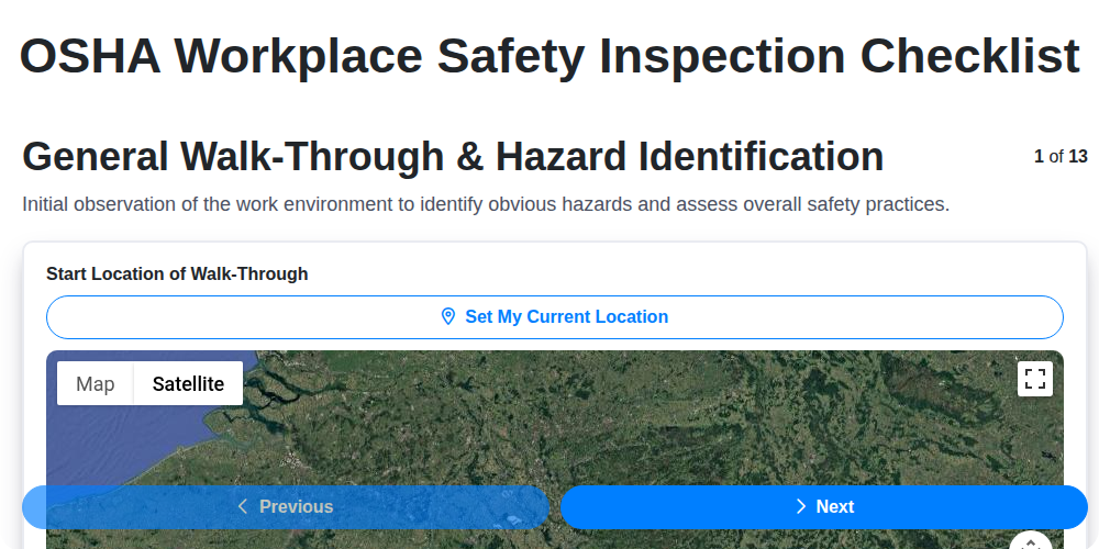 osha workplace safety inspection screenshot