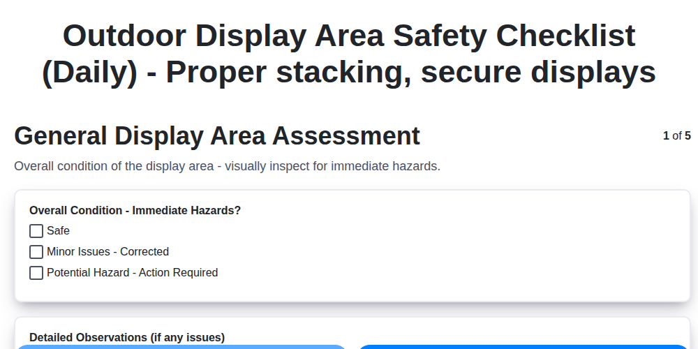 outdoor display area safety checklist daily proper stacking secure displays screenshot