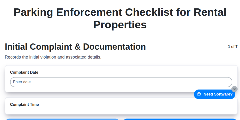 parking enforcement checklist for rental properties screenshot