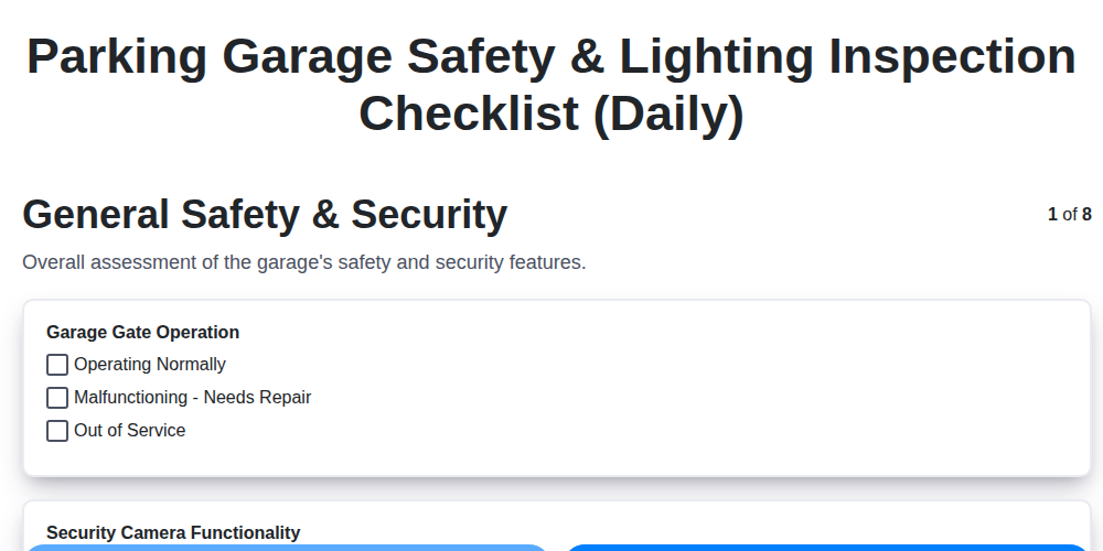 parking garage safety lighting inspection checklist daily screenshot