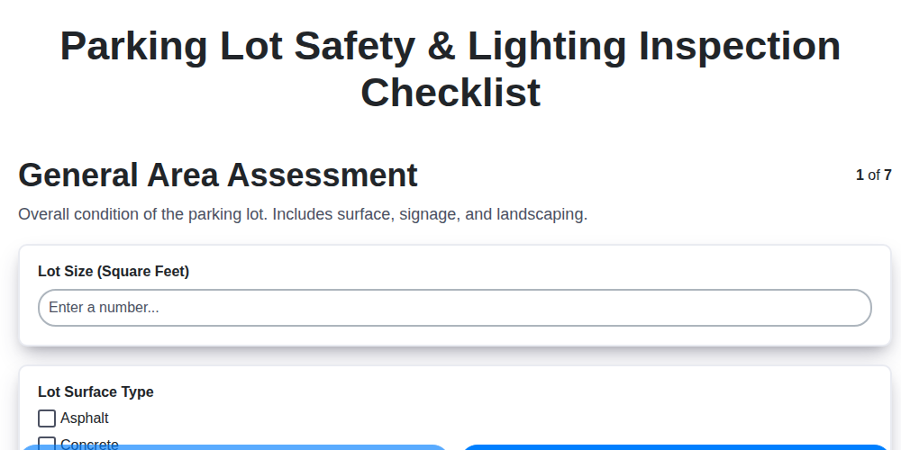 parking lot safety lighting inspection checklist screenshot