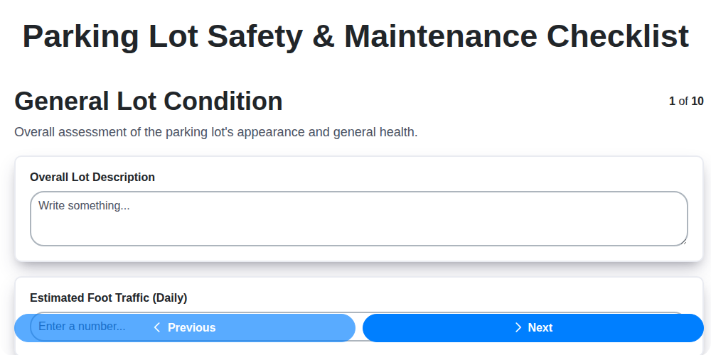 parking lot safety maintenance checklist screenshot