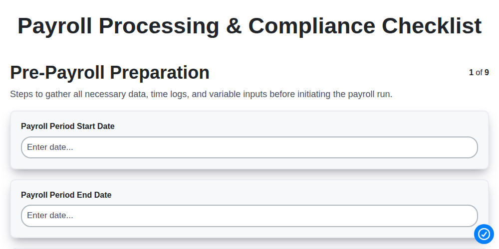 payroll processing compliance checklist screenshot