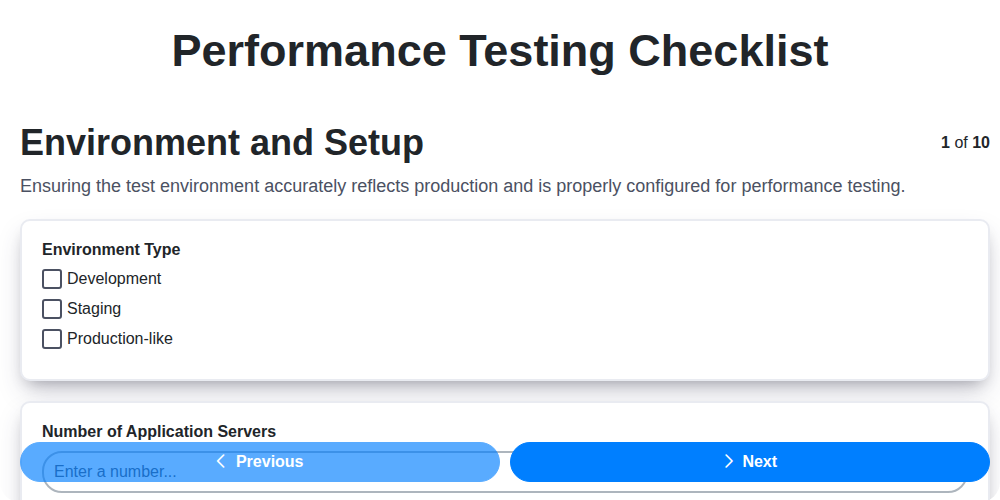 performance testing checklist screenshot