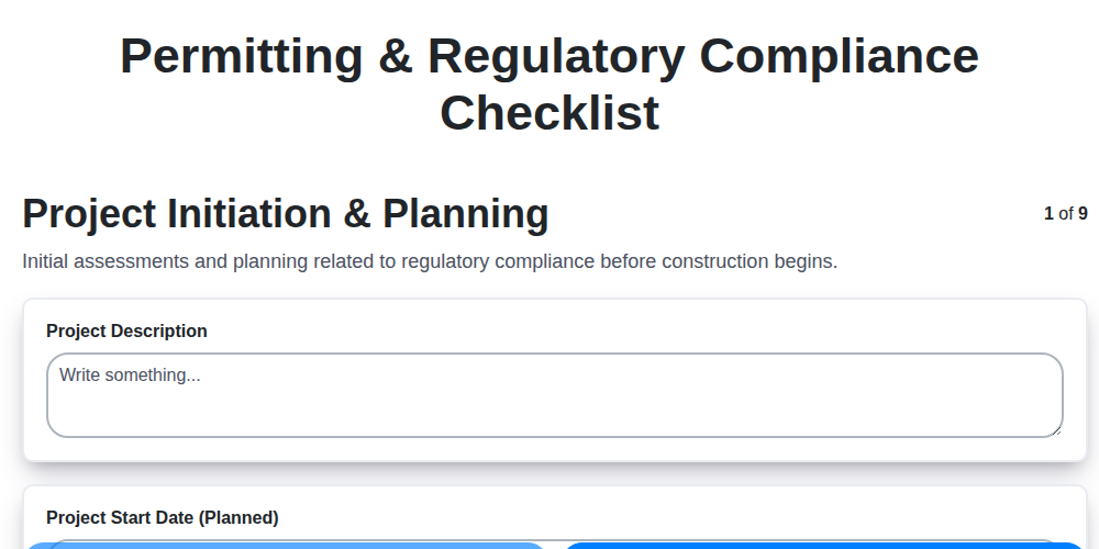 permitting regulatory compliance checklist screenshot