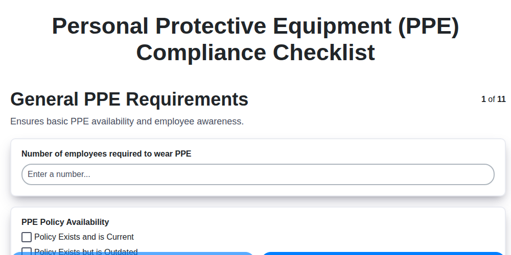 personal protective equipment ppe compliance checklist screenshot