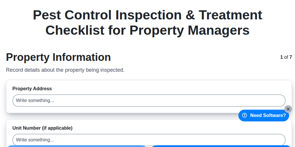 pest control inspection treatment checklist for property managers screenshot