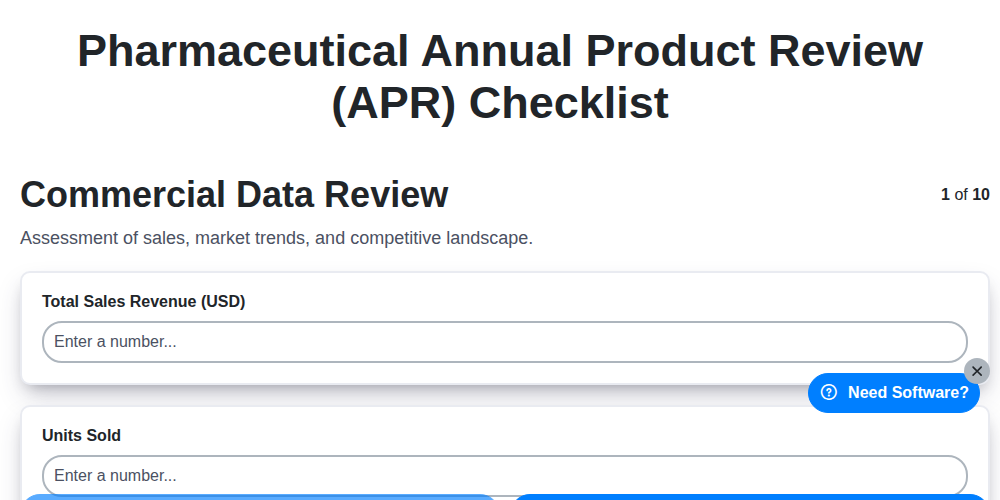 pharmaceutical annual product review apr checklist screenshot