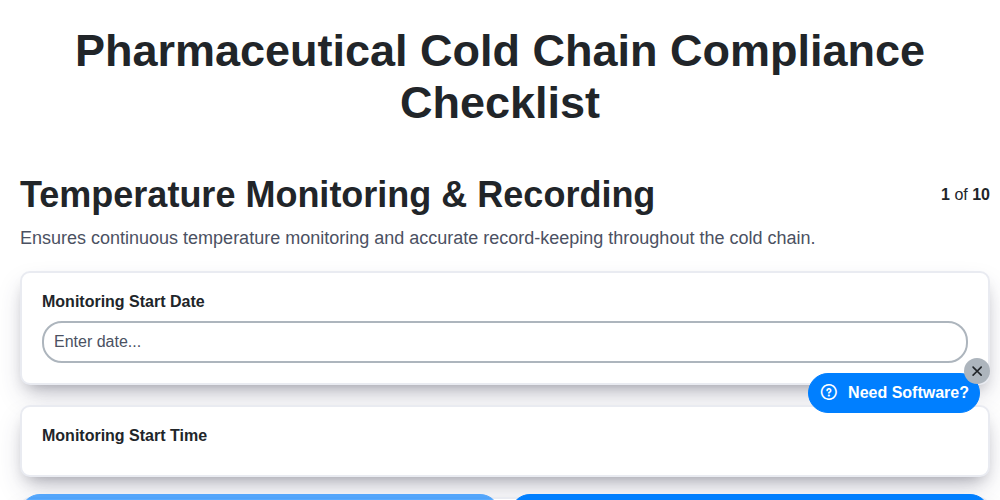 pharmaceutical cold chain compliance checklist screenshot
