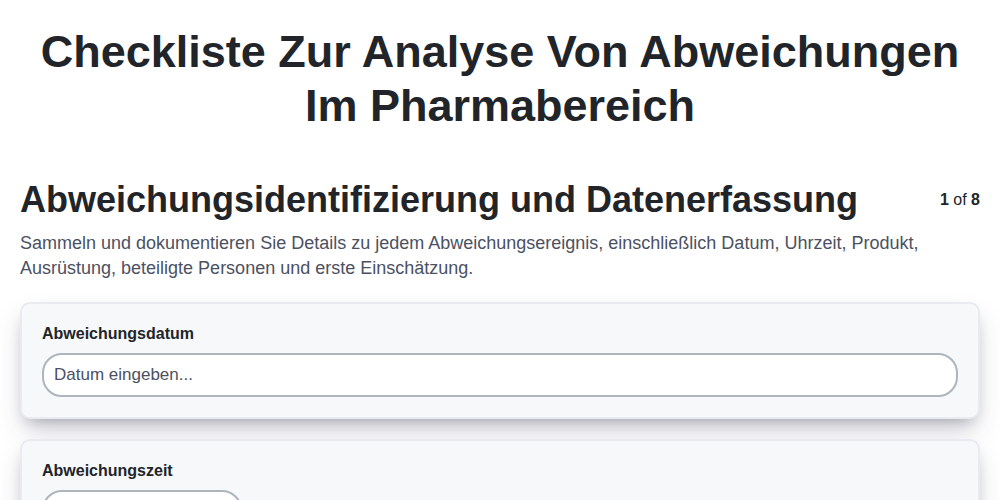 Checkliste zur Analyse von Abweichungen im Pharmabereich screenshot