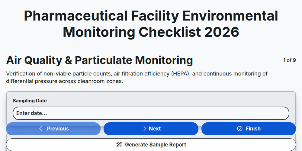 Pharmaceutical Facility Environmental Monitoring Checklist 2026