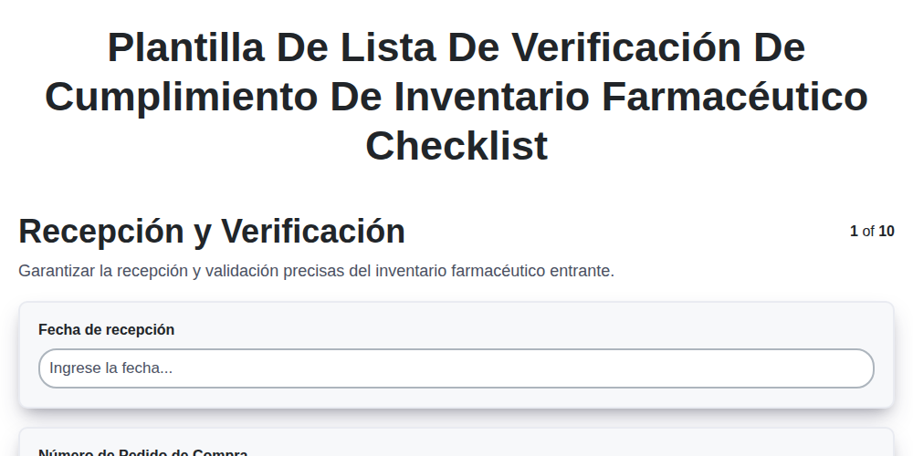 Plantilla de lista de verificación de cumplimiento de inventario farmacéutico screenshot