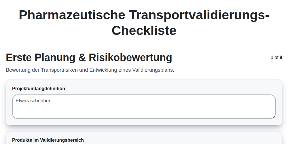 Pharmazeutische Transportvalidierungs-Checkliste screenshot