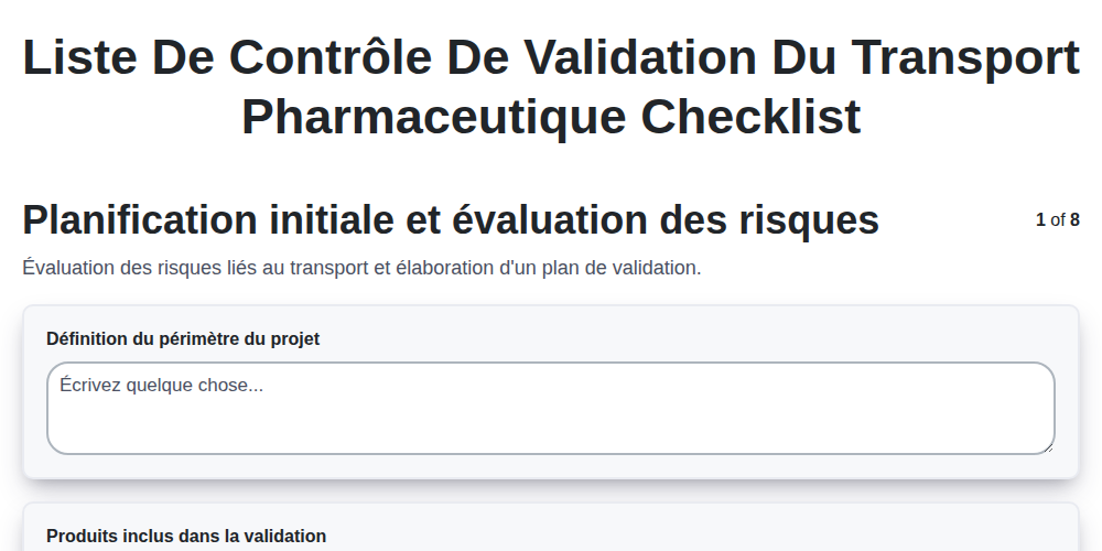 Liste de contrôle de validation du transport pharmaceutique screenshot