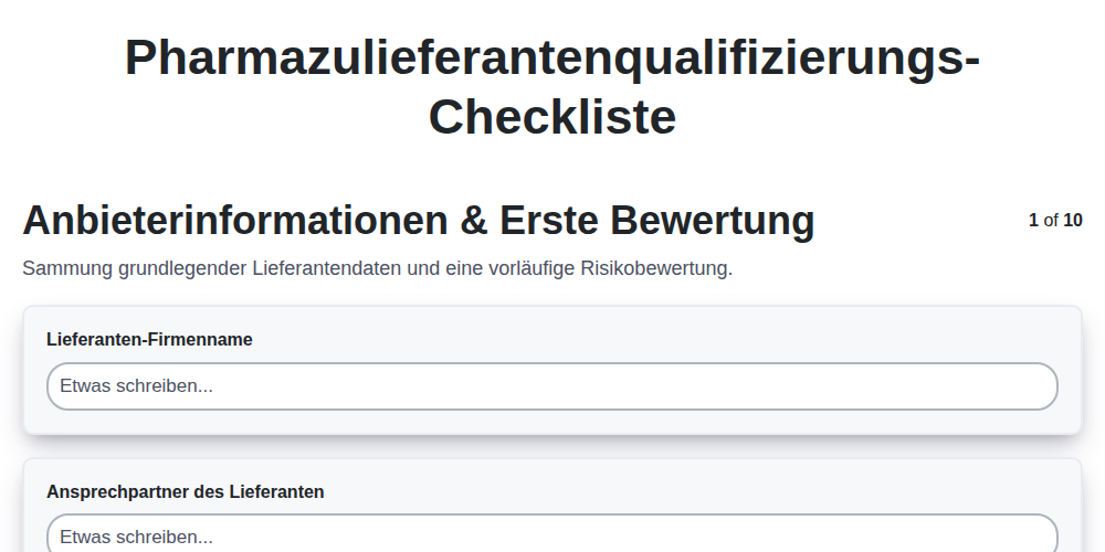 Pharmazulieferantenqualifizierungs-Checkliste screenshot