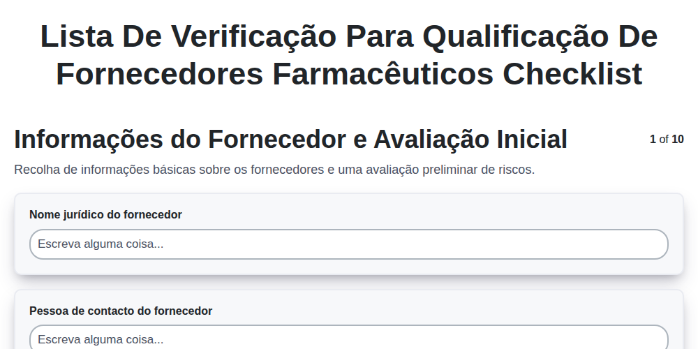 Lista de verificação para qualificação de fornecedores farmacêuticos screenshot