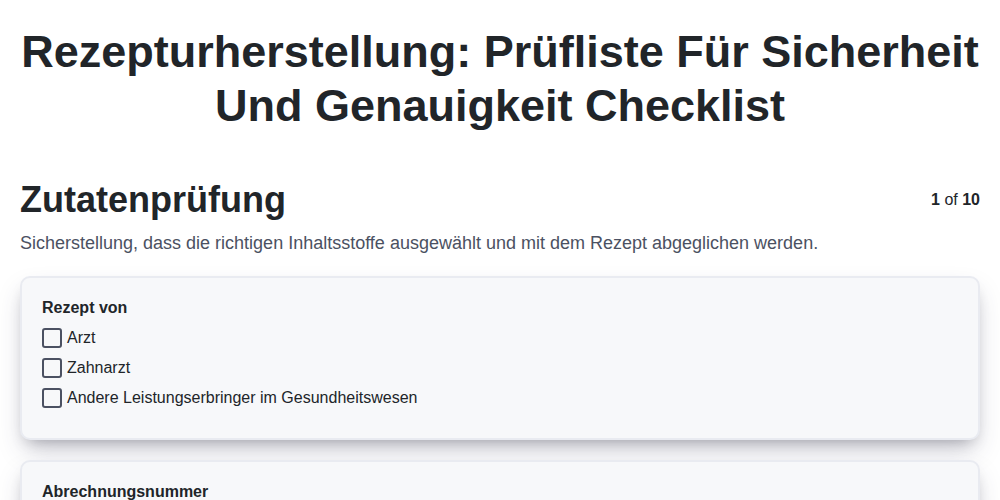 Rezepturherstellung: Prüfliste für Sicherheit und Genauigkeit screenshot