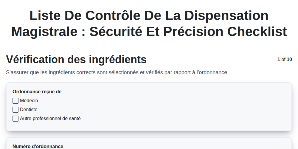 Liste de contrôle de la dispensation magistrale : Sécurité et précision screenshot