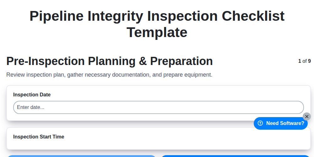 pipeline integrity inspection checklist template screenshot