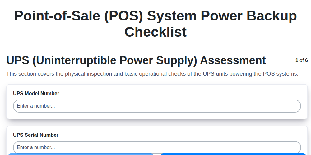 point of sale pos system power backup checklist screenshot