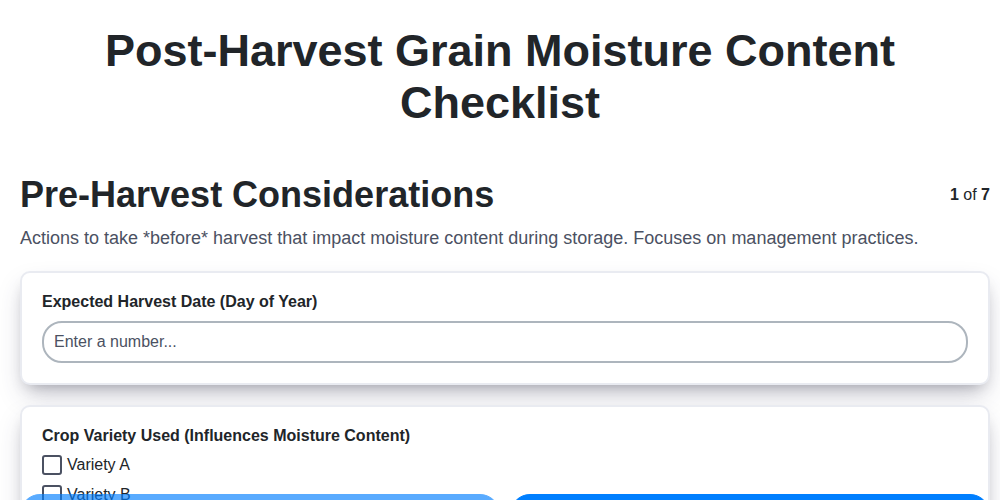 post harvest grain moisture content screenshot