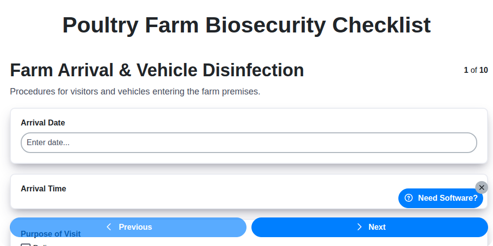 poultry farm biosecurity checklist screenshot