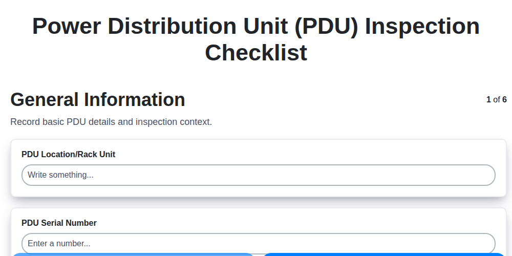 power distribution unit pdu inspection screenshot