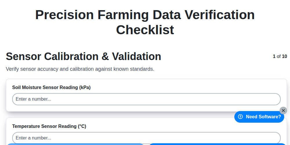 precision farming data verification checklist screenshot