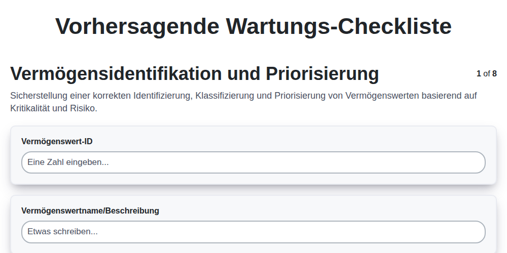 Vorhersagende Wartungs-Checkliste screenshot
