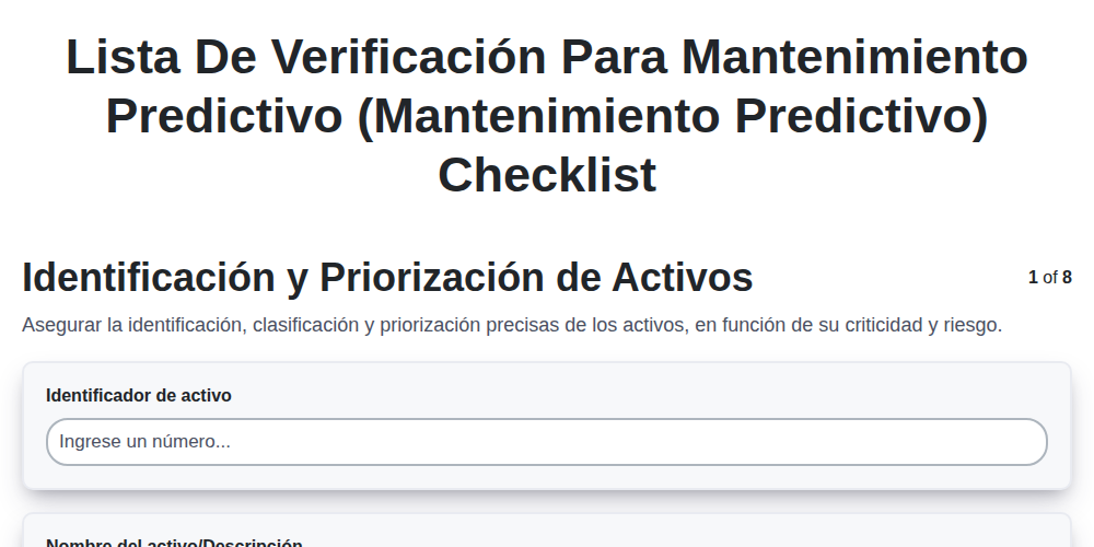 Lista de Verificación para Mantenimiento Predictivo (Mantenimiento Predictivo) screenshot