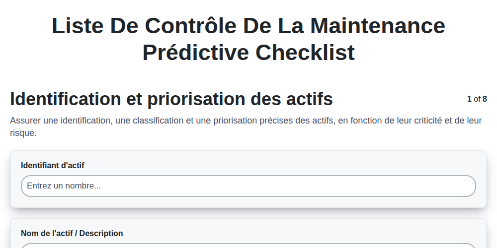 Liste de contrôle de la maintenance prédictive screenshot