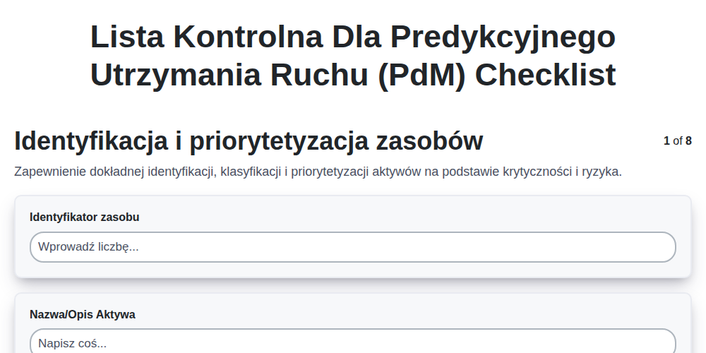 Lista kontrolna dla predykcyjnego utrzymania ruchu (PdM) screenshot