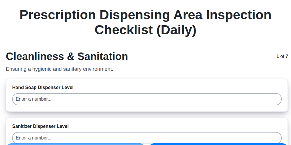 prescription dispensing area inspection checklist daily screenshot