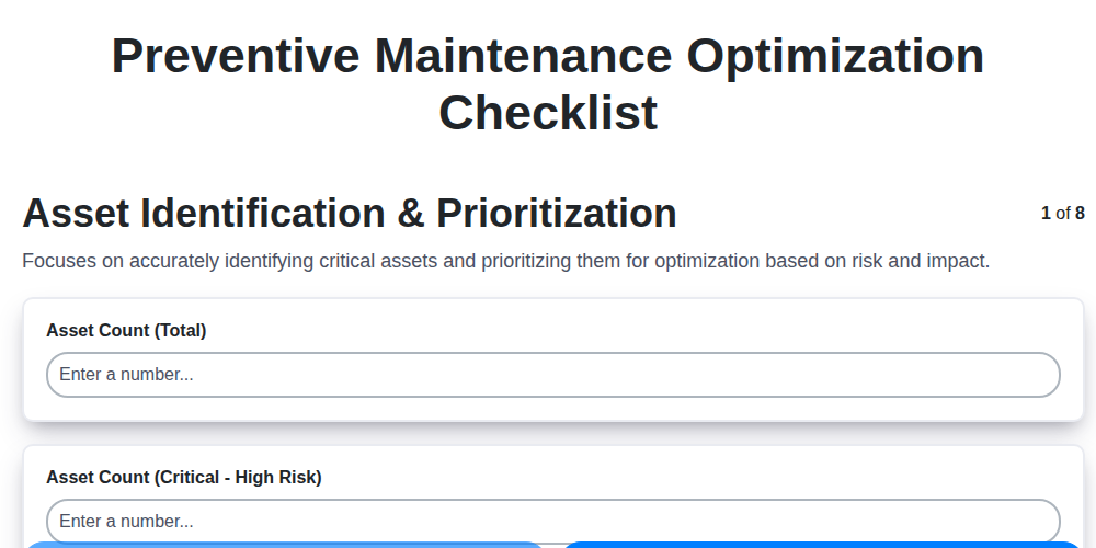 preventive maintenance optimization checklist screenshot
