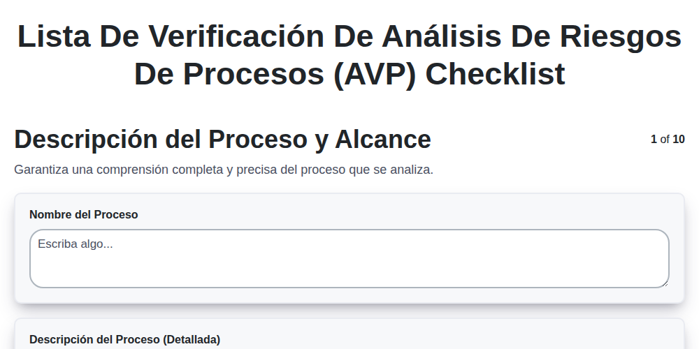 Lista de Verificación de Análisis de Riesgos de Procesos (AVP)
