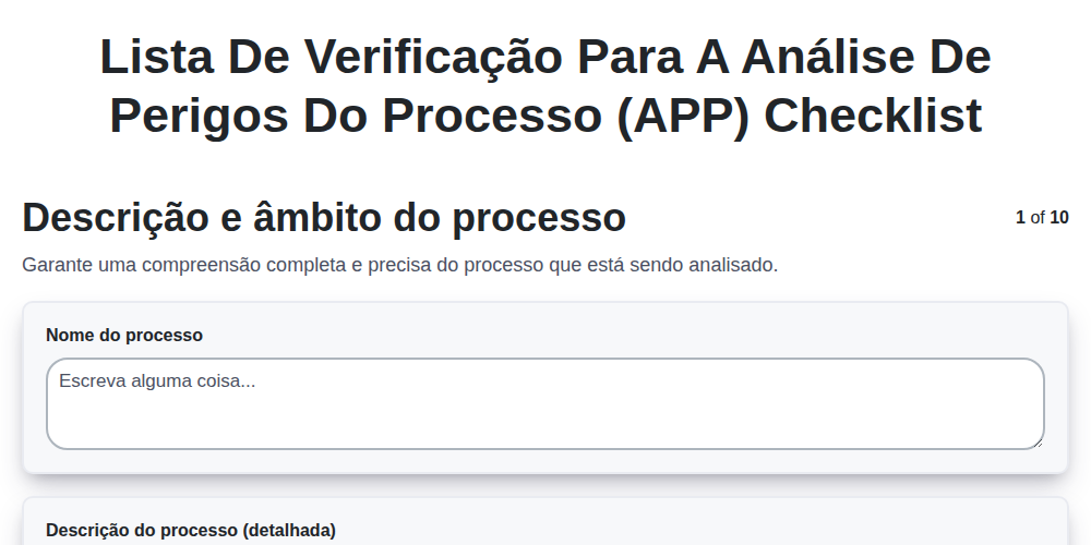 Lista de verificação para a Análise de Perigos do Processo (APP)