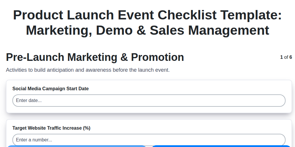 product launch event checklist template marketing demo sales management screenshot