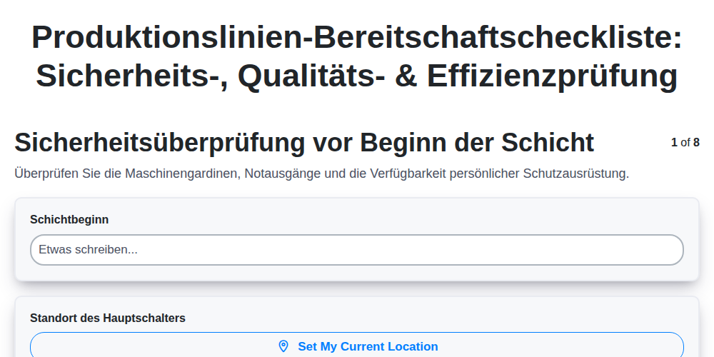 Produktionslinien-Bereitschaftscheckliste: Sicherheits-, Qualitäts- & Effizienzprüfung screenshot
