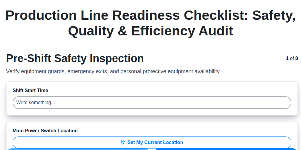 production line readiness checklist safety quality efficiency audit screenshot