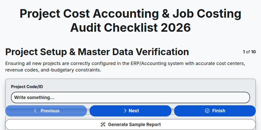 project cost accounting job costing audit checklist 2026 screenshot