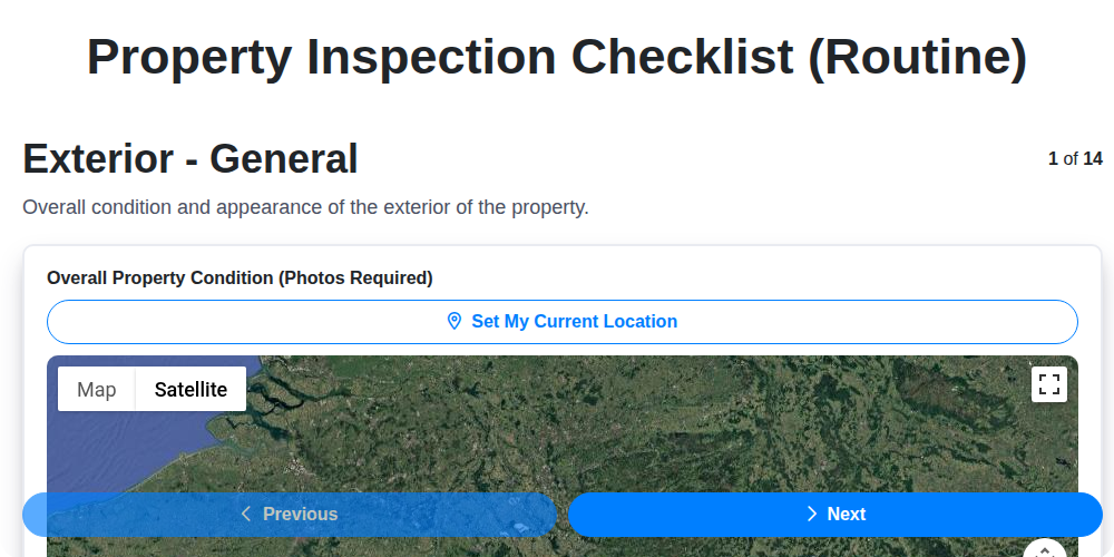 property inspection checklist routine screenshot