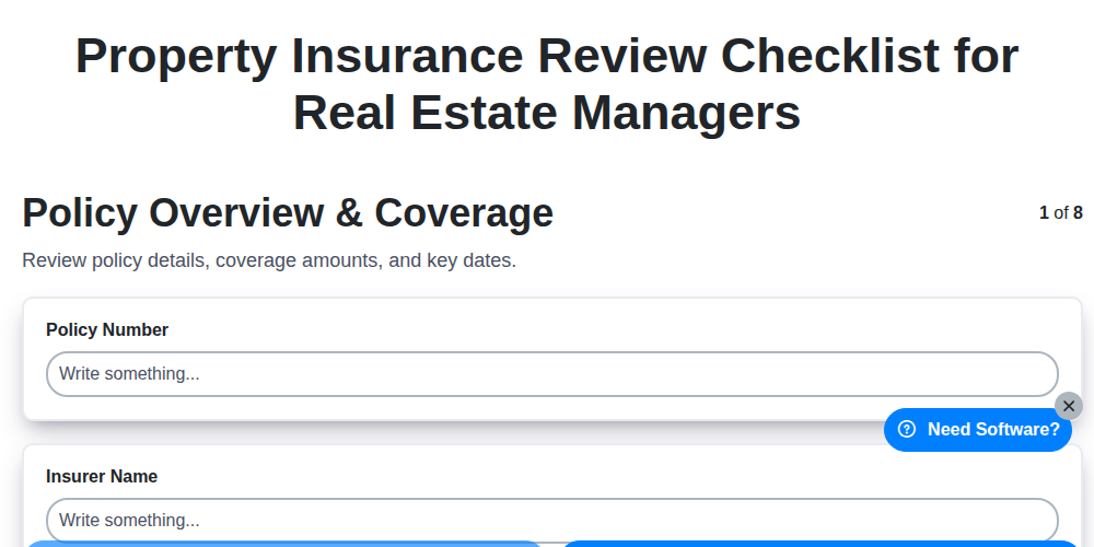 property insurance review checklist for real estate managers screenshot