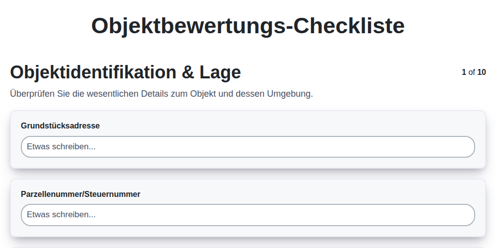 Objektbewertungs-Checkliste screenshot