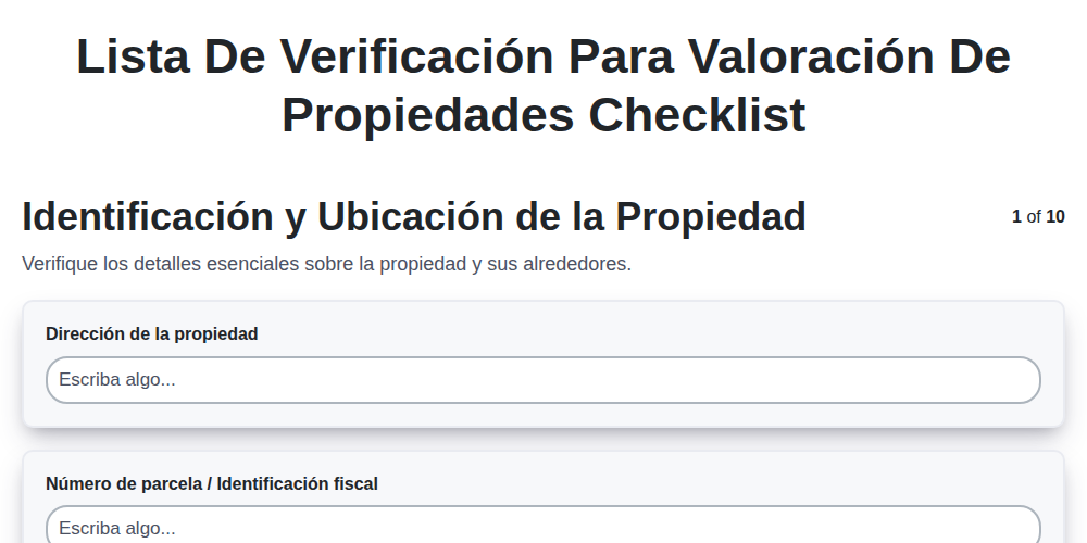 Lista de verificación para valoración de propiedades screenshot